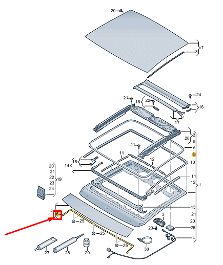 new vw golf cd mk8 sunroof cover seal 5h0877297 original