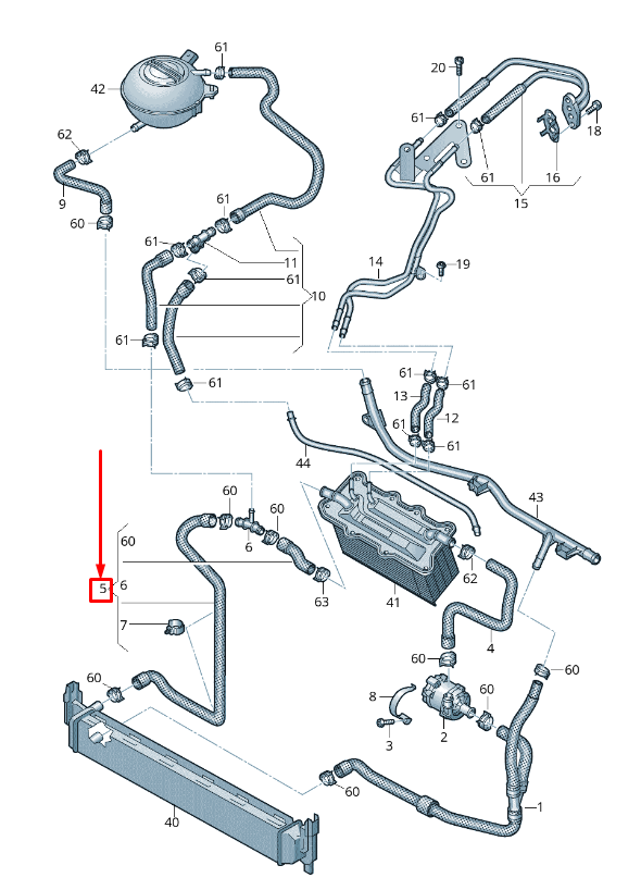 new skoda rapid nh engine coolant hose 6c0122101t original