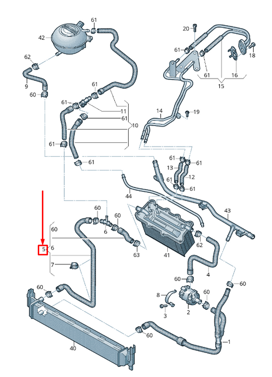 new skoda rapid nh engine coolant hose 6c0122101t original