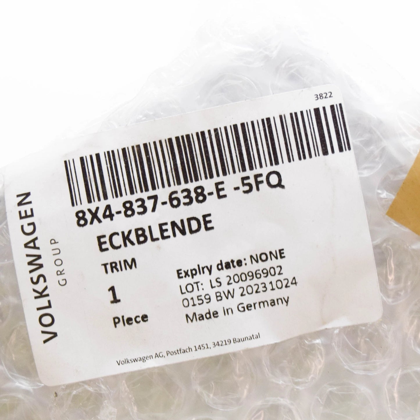 NEW AUDI A1 MK1 RIGHT FRONT DOOR CORNER TRIM COVER 8X4837638E5FQ ORIGINAL