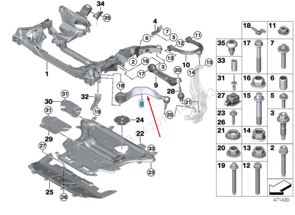new bmw 7 g11 front right control arm 31106861158 6861158 2016 original