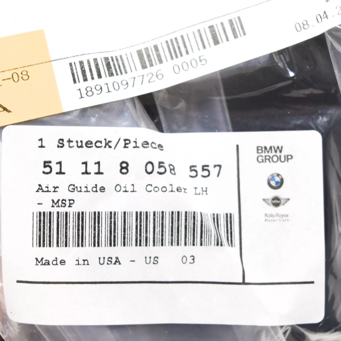 NEW BMW X6 F16 FRONT M BUMPER LEFT AIR CHANNEL 51118058557 8058557 2016 ORIGINAL