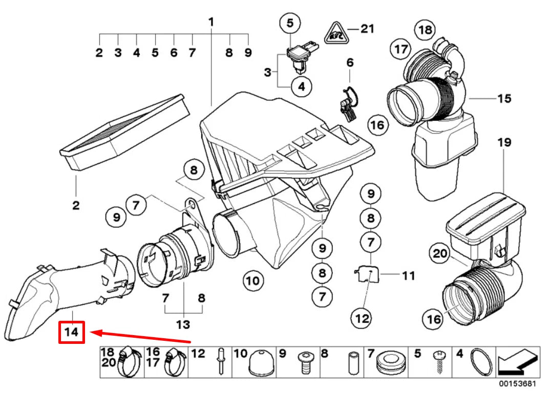 NEW BMW 5 E60 INTAKE DUCT TUBE HOSE 7521011 13717521011 ORIGINAL