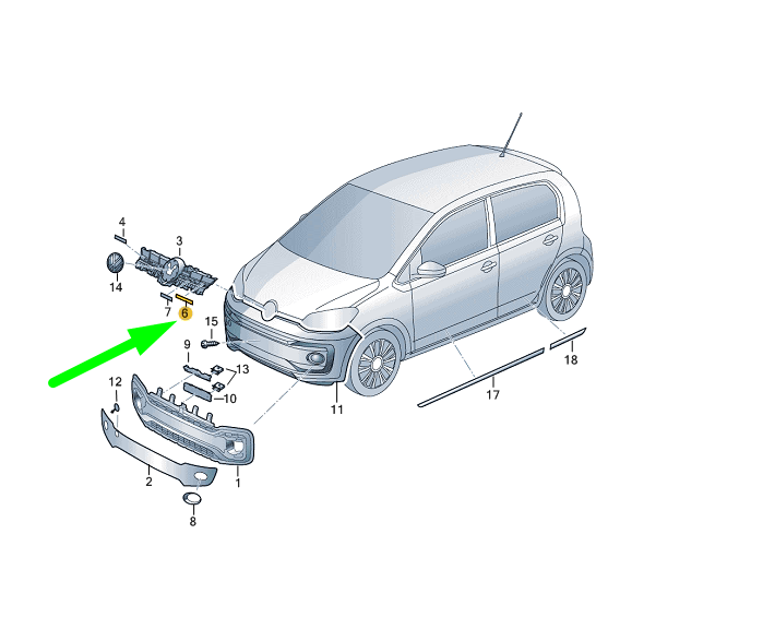NEW VW UP FRONT RADIATOR GRILLE UPPER LEFT TRIM 1S0853767D2ZZ ORIGINAL