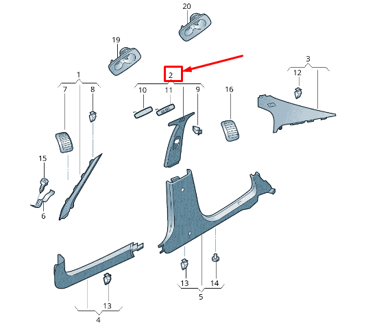 new skoda superb mk2 3t right upper b-pillar trim 3t0867244e1dz original