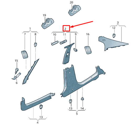 new skoda superb mk2 3t right upper b-pillar trim 3t0867244e1dz original