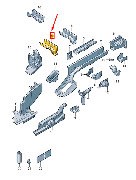 new vw caddy sb mk4 rear left side member connecting piece 5r3802093 original