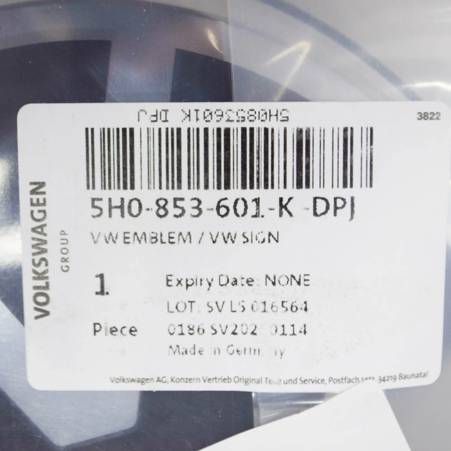 NEW VOLKSWAGEN ARTEON FRONT EMBLEM BADGE 5H0853601KDPJ ORIGINAL