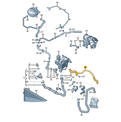 new volkswagen atlas ca1 teramont coolant water hose 3qf121064f original