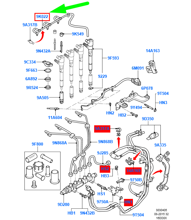 new ford c-max mk1 fuel injector pipe repair tube 3m5q-9k022-dc 1441256 original
