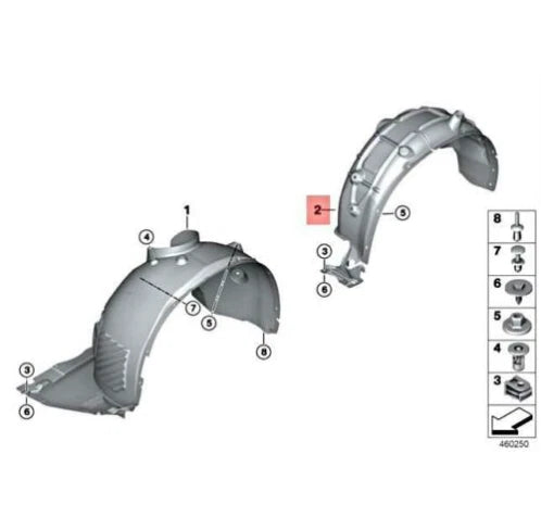 NEW BMW X1 F48 REAR LEFT SIDE FENDER SPLASH SHIELD 7346041 51717346041 ORIGINAL