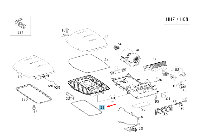 NEW MB SPRINTER W906 ROOF A/C SYSTEM BOTTOM SEALING FRAME A0008352200 ORIGINAL