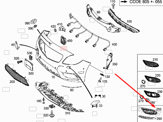 NEW MERCEDES-BENZ B W246 FRONT LEFT GRILL A2468852722 ORIGINAL