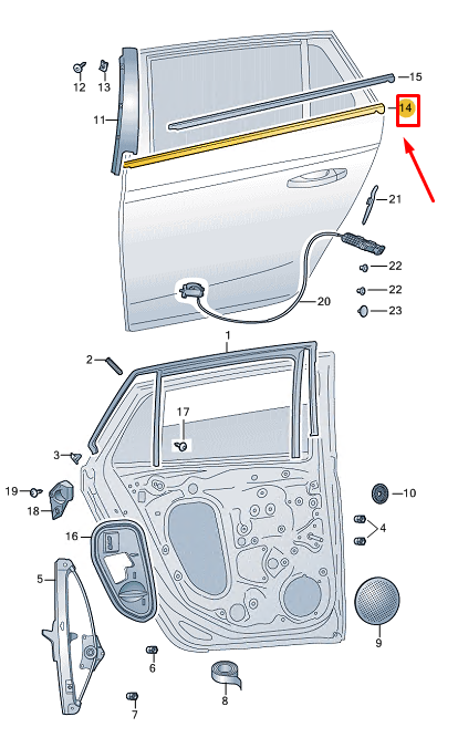 new skoda scala rear right outer door window aperture seal 654839478a5ap