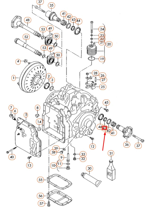 NEW VW SHARAN 7M MK1 GEARBOX FLANGED SHAFT TAPERED RING 09A409374 ORIGINAL