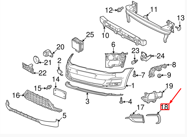 NEW VW GOLF R MK7 5G FRONT BUMPER LEFT OUTER MOLDING 5G0853101G041 ORIGINAL