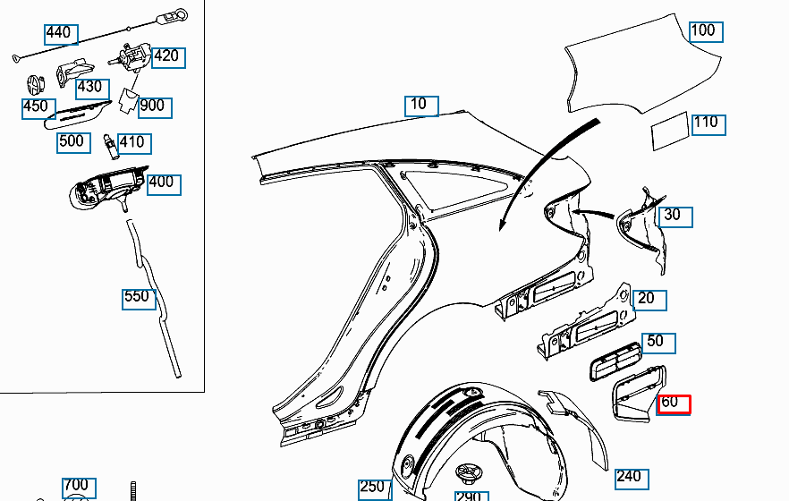 NEW MB CLS C218 REAR RIGHT WING AIR INTAKE FLAP COVER A2188300200 ORIGINAL