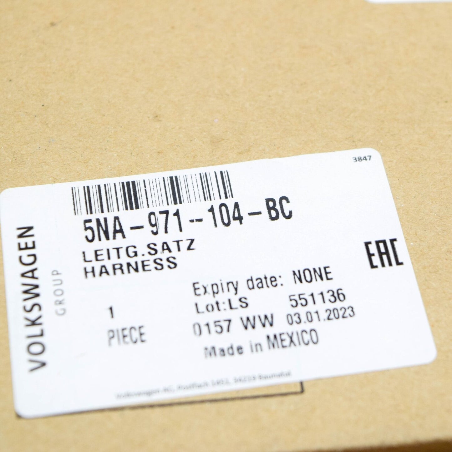 NEW VOLKSWAGEN TIGUAN AD1 REAR PARKING AID WIRING HARNESS 5NA971104BC ORIGINAL
