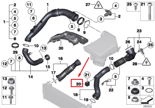 NEW BMW 6 F06 FRONT ENGINE AIR INTAKE HOSE GROMMET 13717582315 7582315 ORIGINAL