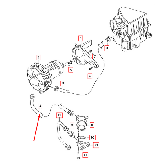 new vw beetle 9c1 secondary air pump hose 06a131127m 1.6 petrol original