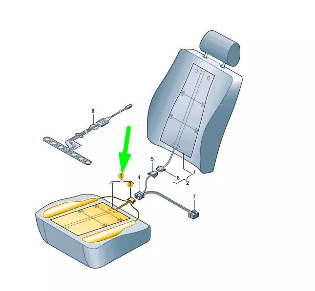 NEW AUDI TT 8J FRONT SEAT HEATER ELEMENT 8J0963555B ORIGINAL