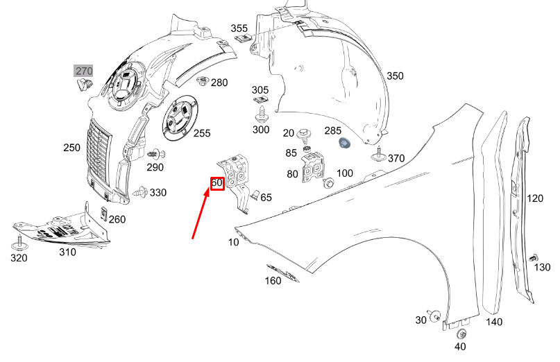 NEW MERCEDES-BENZ CLA C118 FRONT RIGHT FENDER HOLDER A1188804400 ORIGINAL