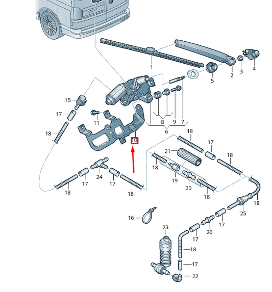NEW VW TRANSPORTER VI T6 REAR LEFT WIPER MOTOR BRACKET 7H0955115A ORIGINAL