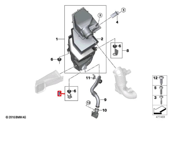 NEW BMW 5 G30 INTAKE SILENCER BRACKET 13718620474 ORIGINAL