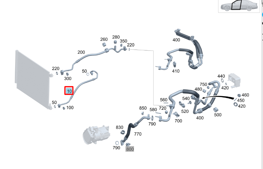 NEW MERCEDES-BENZ S W223 A/C REFRIGERANT HOSE PIPE A2238302601 ORIGINAL