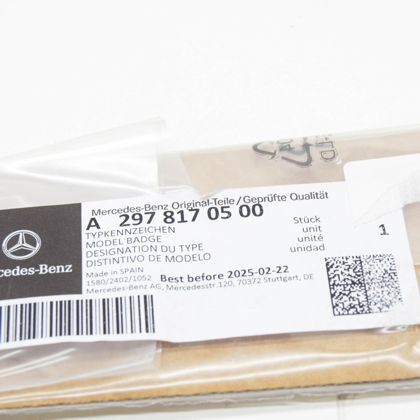 NEW MERCEDES-BENZ EQS V297 REAR BOOTLID BADGE A2978170500 ORIGINAL