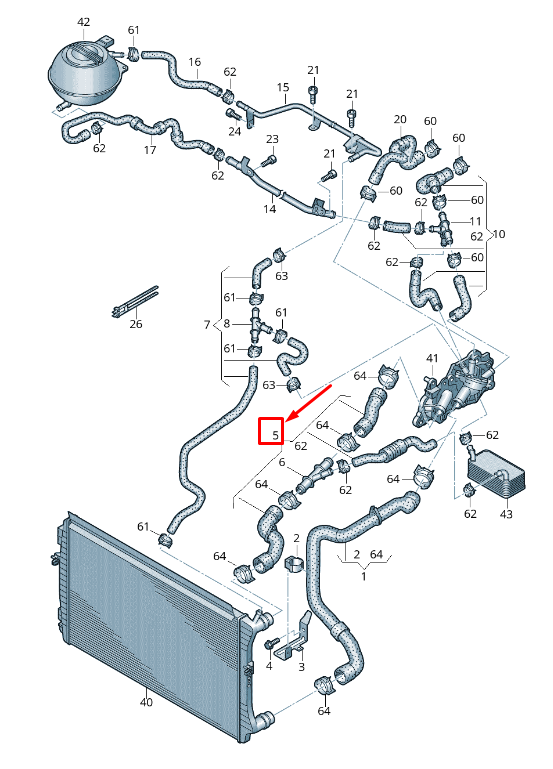 new skoda rapid nh engine coolant hose 6c0122101ae original