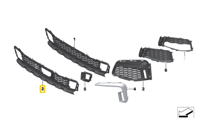 NEW BMW 7 G11 G12 M FRONT BUMPER CENTER GRILLE 51118074000 ORIGINAL