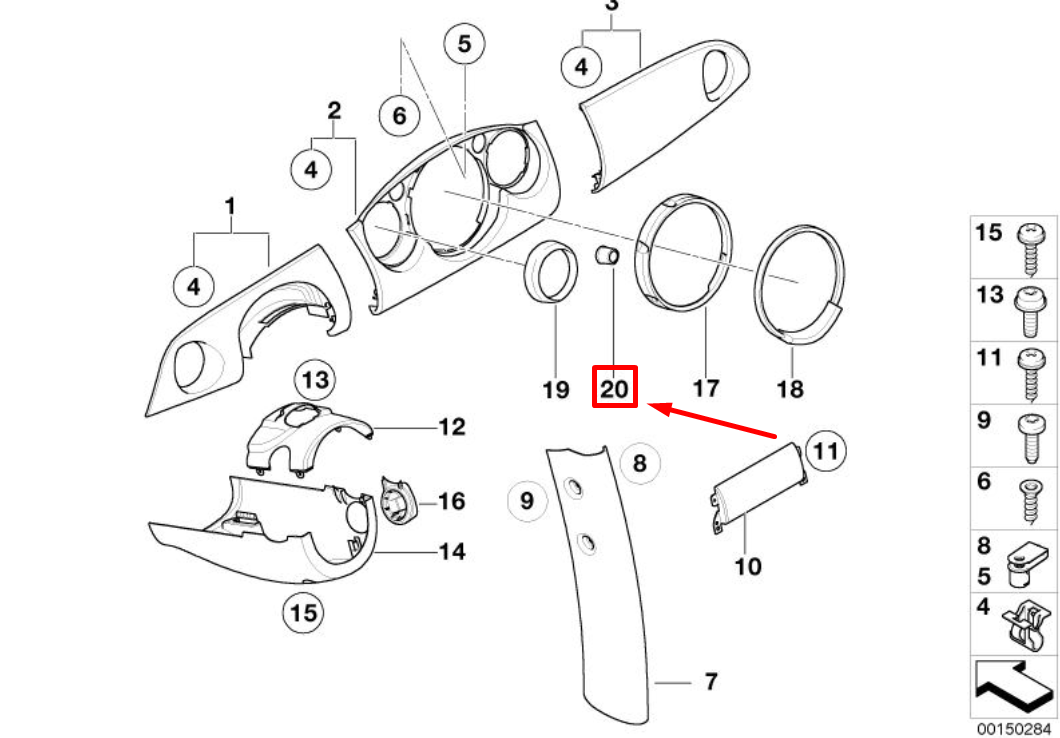 new mini cabrio r52 center console trim ring 62106936278 6936278 original