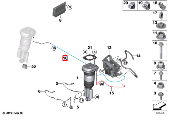 new bmw 5 touring g31 rear right air pipe 37206868406 original