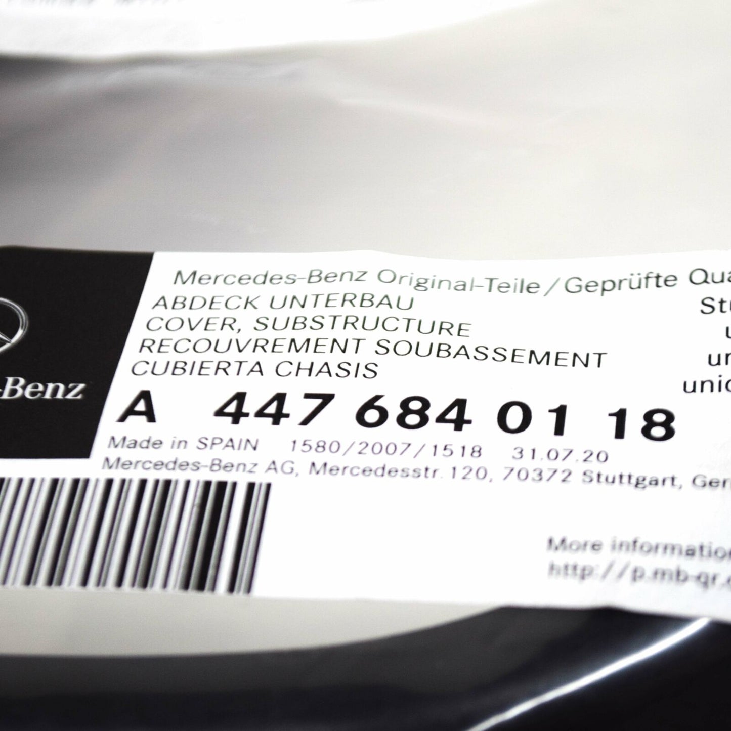 NEW MB VITO TOURER W447 REAR RIGHT UNDERBODY SHIELD A4476840118 ORIGINAL