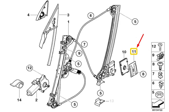 NEW BMW Z4 E85 FRONT DOOR WINDOW LIFTING SUPPORTING PLATE 51337114597 ORIGINAL