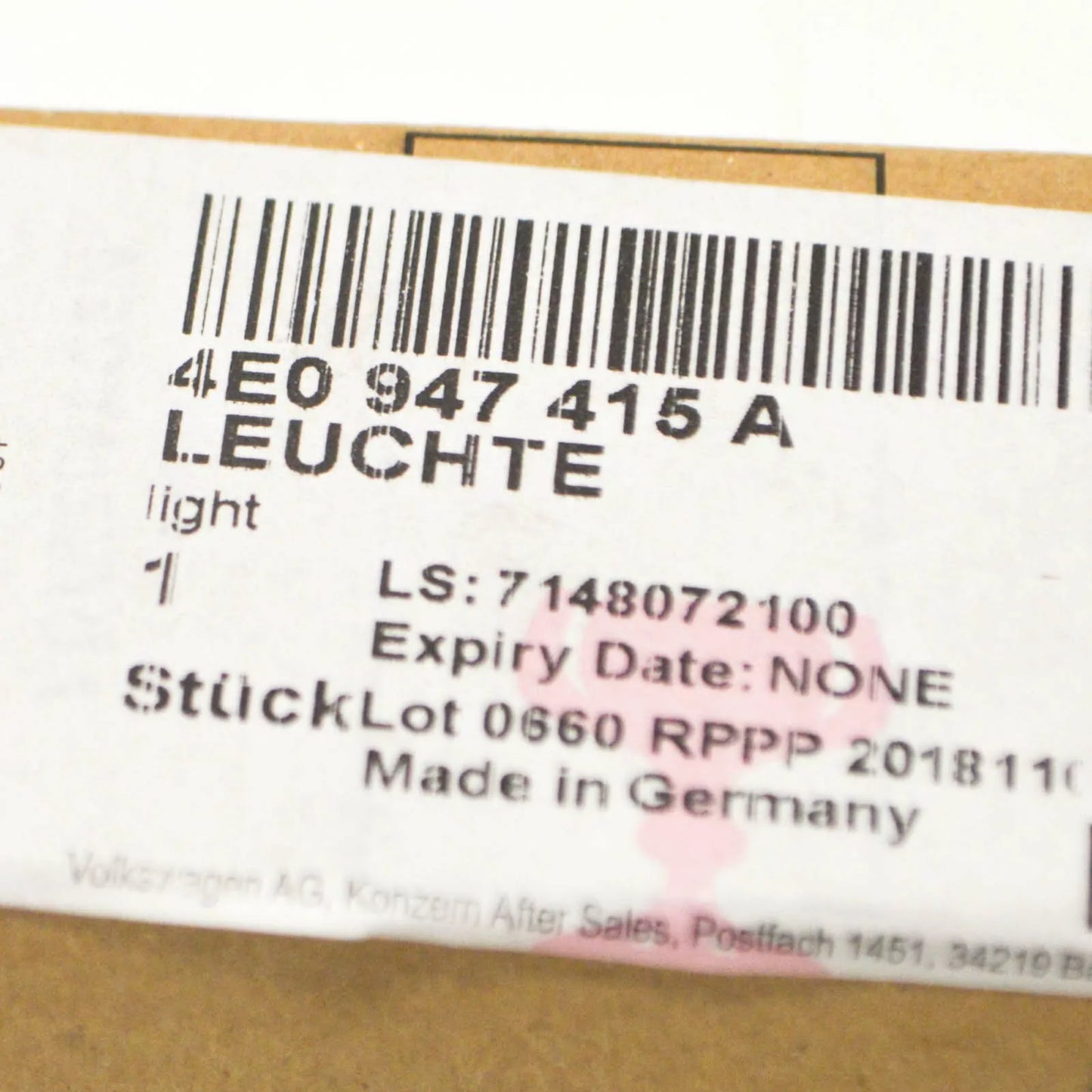 NEW AUDI A1 8X INTERIOR FOOTWELL READING LIGHT 4E0947415A