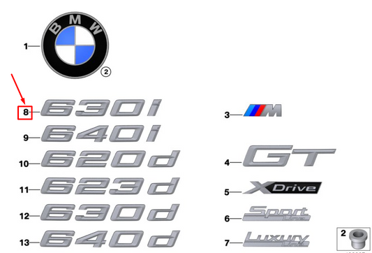 new bmw 6 gran turismo g32 lettering 51147415339 original