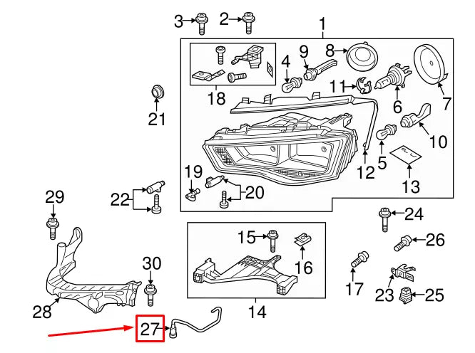 NEW AUDI A4 AVANT B8 FRONT LEFT HEADLIGHT DRAIN TUBE 8T0941717D ORIGINAL
