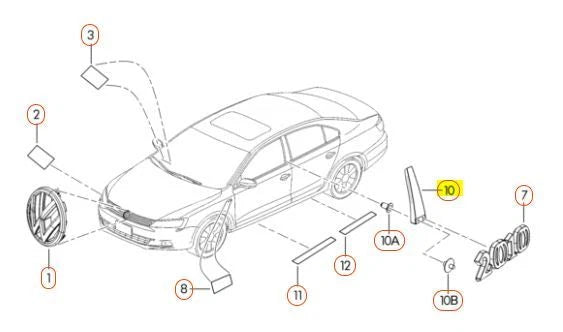 NEW VOLKSWAGEN JETTA EXTERIOR APPLIQUE B-PILLAR TRIM RIGHT SIDE 5C6853290041