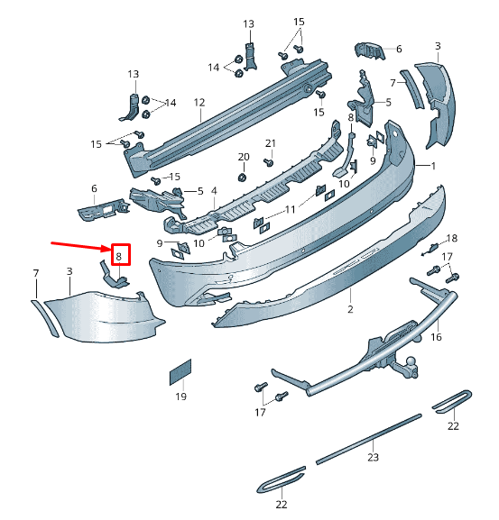 new skoda karoq nu rear right bumper adapter 57a8070849b9 original