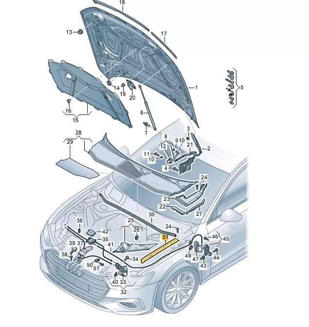 NEW AUDI A6 C8 LEFT UNDER HOOD SEAL COVER 4K08205819B9 4K0820581 9B9 ORIGINAL