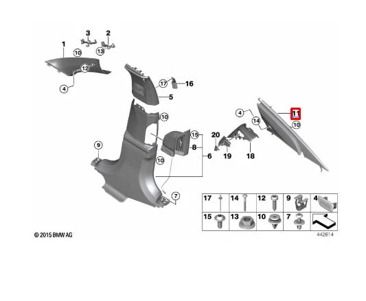 NEW BMW 7 G12 REAR LEFT C-PILLAR TRIM 51438062835 8062835 ORIGINAL