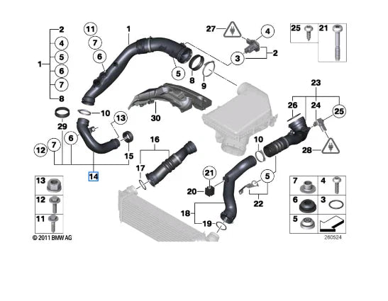 NEW BMW X5 F15 BOTTOM AIR DUCT TUBE 13718614548 ORIGINAL