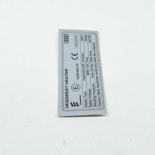 NEW AUDI Q7 4M VEHICLE DATA TAG FOR AUXILIARY HEATER 4M0010525B ORIGINAL