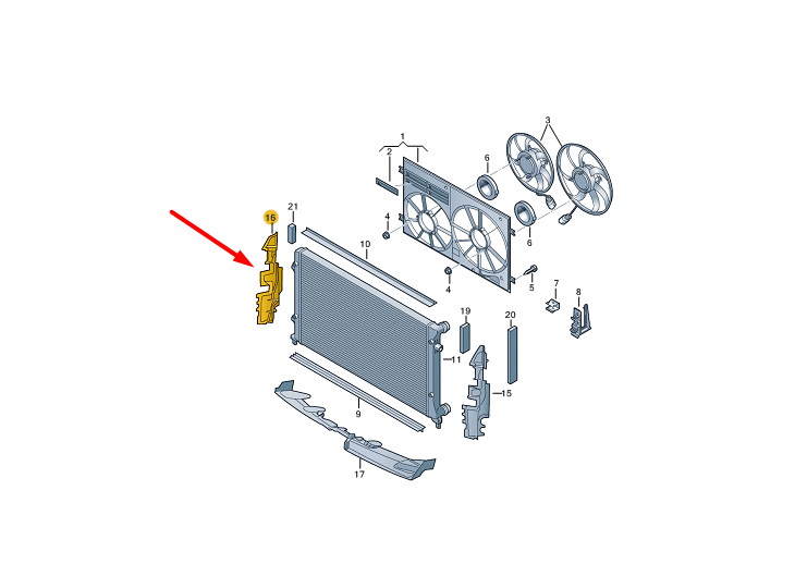 NEW VOLKSWAGEN PASSAT B7 RIGHT RADIATOR AIR DUCT 3AA121284 ORIGINAL
