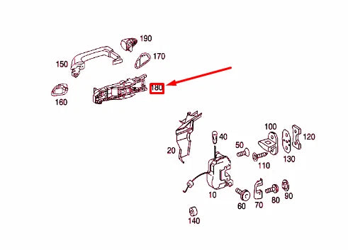 NEW MB C W203 FRONT LEFT DOOR HANDLE BEARING BRACKET A2037600734