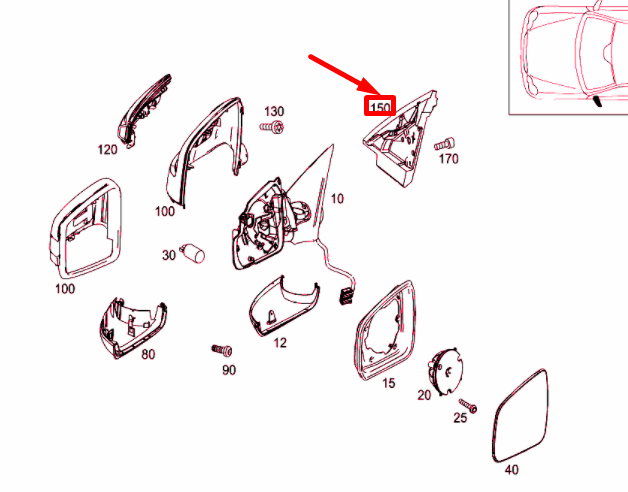 NEW MERCEDES-BENZ C W204 FRONT LEFT DOOR MIRROR SEAL A2048110798 ORIGINAL