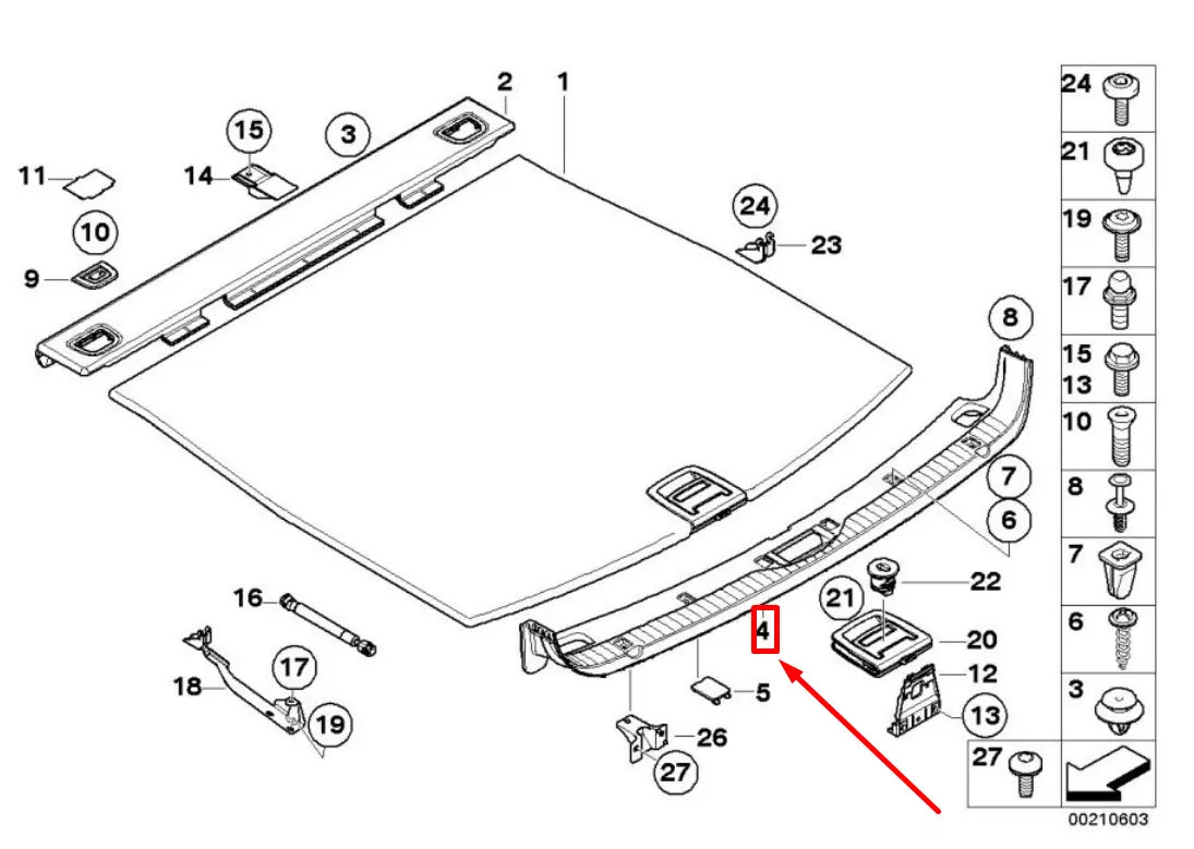 NEW BMW 5 TOURING E61 TRUNK LOADING SILL COVER 7149561 51477149561 ORIGINAL