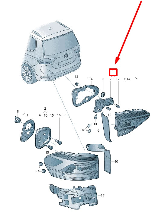 NEW VW TOURAN 5T1 REAR RIGHT TAILLIGHT 5TA945094E ORIGINAL